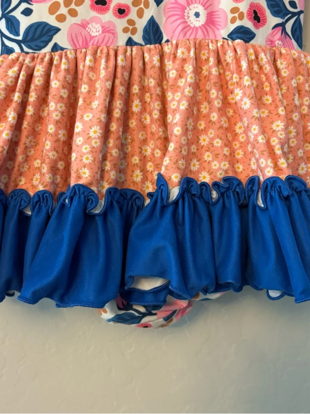 Cheeky Plum Farrah long sleeve blue and pink floral leotard size 6
